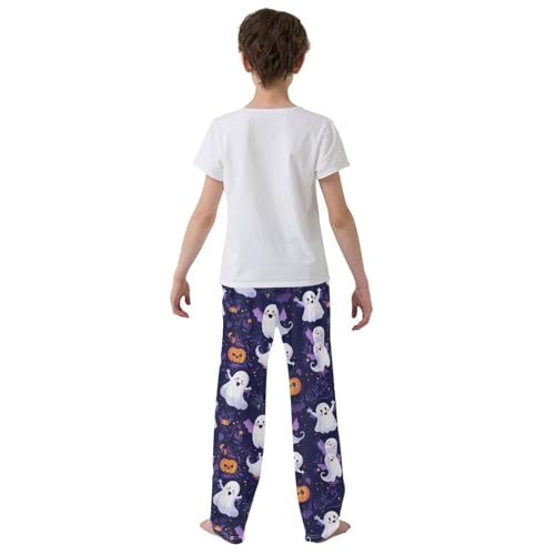 Boys' Pants Halloween Bats Ghost Dark Purple Long Bottoms Jogger Pants Elastic Waist Trousers with Pockets S-XL3