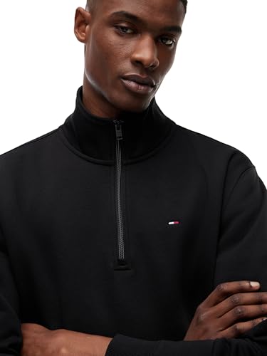 Tommy Jeans Herren Sweatshirt mit Reißverschluss Fleece mit Mock-Kragen, Schwarz (Black), XXL – Ansicht 4