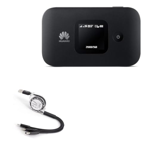 BoxWave Cable Compatible with Huawei E5577Cs-321 Mobible WiFi Hotspot - AllCharge miniSync, Retractable, Portable USB Cable - Jet Black