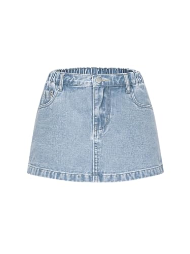 SOLY HUX Mädchen Denim Shorts High Waist Sommer Jeans Shorts Hosenrock Hotpants mit Taschen Denimshorts Elastischer Taille für Tween 8-12 Jahre Hellblau 9 Jahre