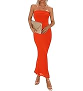 KIRUNDO Womens 2024 Summer Bodycon Maxi Tube Party Cocktail Dresses Strapless Sexy Elegant Weddi...