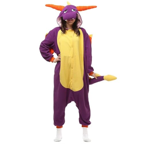 LBJR Disfarce adulto animal pijama inteiro carnaval Halloween Natal, Dinossauro, L