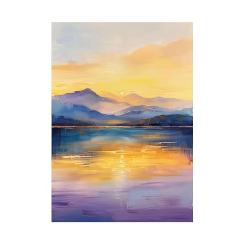 Toile intissée paysage coucher du soleil pour illuminer un salon sombre grand tableau 60x80cm