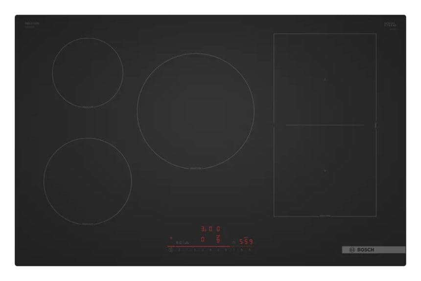 Bosch PVW81CHB1E Serie 6 Placa de inducción de 80 cm, superficie mate para 5 veces menos arañazos, activación automática de extracción, zona Combi para utensilios de cocina grandes, Power Boost