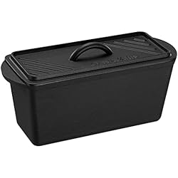 Cacerola Rectangular Navaris Olla para Hornear Pan - Cacerola Rectangular de Hierro Fundido para Horno BBQ vitrocerámica inducción - Cazuela con Tapa - 34 x 13 x 13 cm