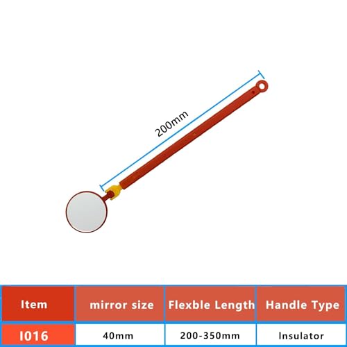 ZKTOOL 1000V Isoliertes Inspektionsspiegel Set, Teleskop-Inspektionsspiegel für Hybrid- und Elektrofahrzeuge, Tragbarer Runder, um 180 Grad Drehbarer Inspektionsspiegel – 40MM