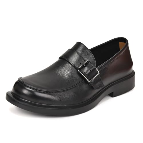 Men's Simple Fashion Thick Sole Slip On Dress Shoes，New Vintage Trendy Casual and Versatile Breathable Casual Leather Shoes