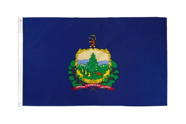 Bandera Vermont 150x90 Cm – 100% Poliéster, Ojales Metal, Uso Interior/exterior, Colores Vivos
