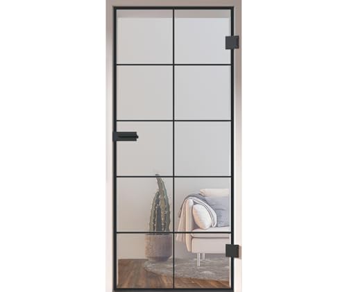 HORI Loft Glastür aus ESG-Sicherheitsglas: Modernes quadratisches Design Glastür Innentür für Wohnräume als stilvoller Raumteiler oder Raumtrenner – Unsere hochwertige Tür aus Klarglas 1972 x 834