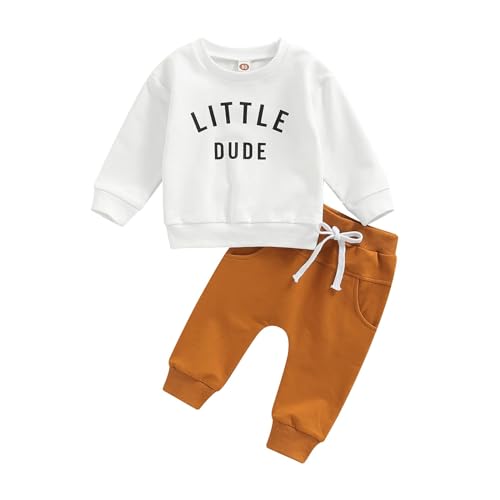 Murnouche Toddler Baby Boy Fall Winter Outfits Letter Crewneck Sweatshirt Casual Pants 2Pcs Clothes Set