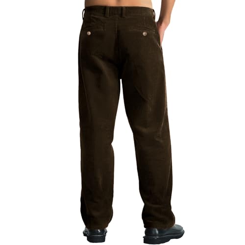 Mens Corduroy Pants Flat Front Vintage Trousers Slim Fit Dress Suit Straight Pants4
