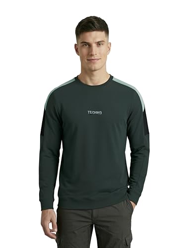 Image of TECHNOSPORT Men's Colorblock Full Sleeve T-Shirt MATPIQ Quick Dry Slim Fit Round Neck Sports Tee for Gym Casual Layering Wear UPF50+ Anti Odour