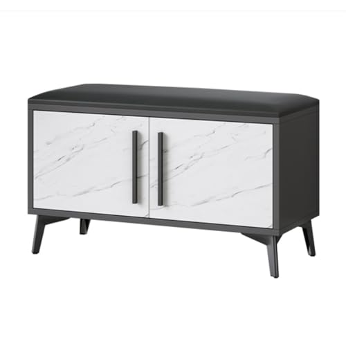 Banco Zapatero de Entrada con Almacenamiento, Taburete Cambiador de Zapatos, Armario Zapatero para Puerta de casa, Taburete para Ponerse Zapatos con Bolsa Suave, Taburete