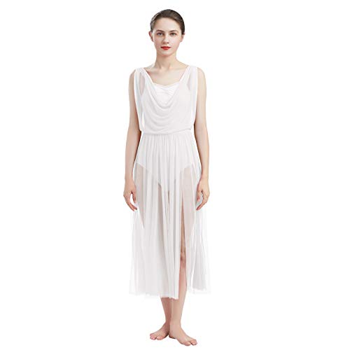Robe de danse lyrique dos nu avec jupe en tulle coupée blanche fluide taille S - 2