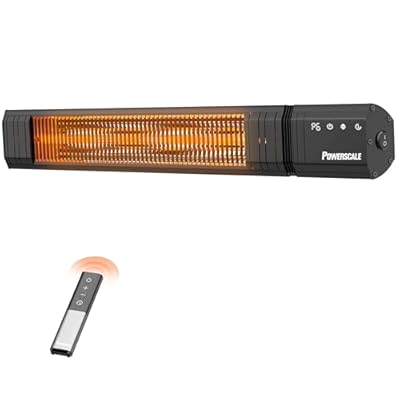 PowerScale Infrared Heater 24H Timer Outdoor Heater,IP65,Memory Function Infrared Electric Patio Heater,9 Levels Heating Touchscreen With Remote Electric heater,Restaurant Backyard,1500W,Black