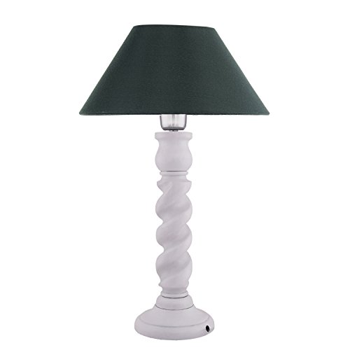 Image of Homesake Classic Twister Wooden Table Lamp with Fabric Shade | Handcrafted Bedside Lamp with E27 Holder| Bulb Included |Warm Light Night Lamp for Bedroom, Living Room, Study & Home Decor, Green