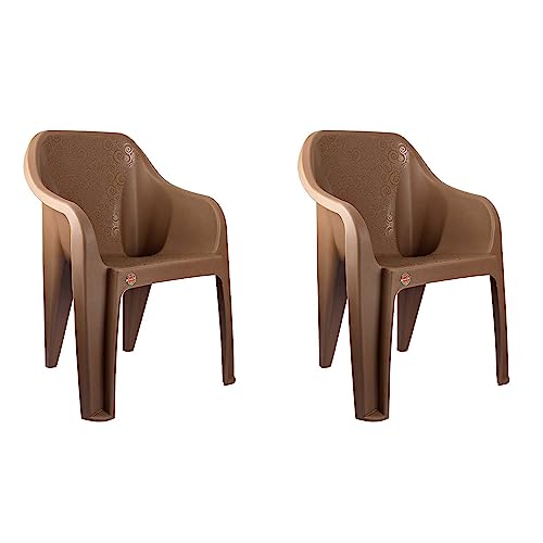 Image of Cello Dynamo Plastic Chair (Set of 2) (Brown) | Strong and Durable | Easy to Clean | Chair for Living Room, Bed Room, Kitchen, Office Room, Outdoor | 3 Years Warranty