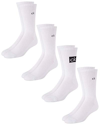 Calvin Klein Socks - Cotton Cushioned Mid-Calf Althletic Crew Sock (4 Pack), Size Shoe Size: 7-12, White