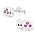 Pendientes Ladybird Lady Bug con piedras de cristal rosa, plata de ley 925, Plata de ley