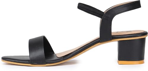 Image of Picktoes Pt-gd602 Women's Black Synthetic Leather Casual Heel Sandal