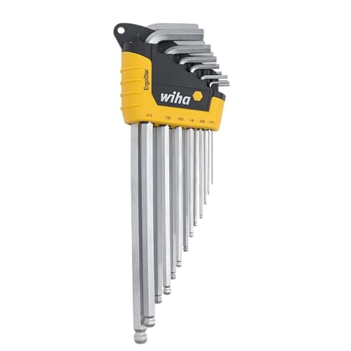 Image of Wiha 66988 ErgoStar Ball End Hex L-Key Set, 13 Piece, Inch, Patented Auto-Open Holder, Chrome-V-Moly Steel