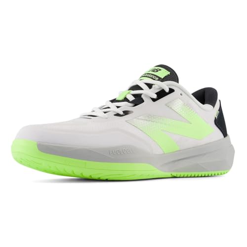 New Balance Men's FuelCell 796 V4 Hard Court Tennis Shoe, White/Bleached Lime Glo/Black, 7.5 W