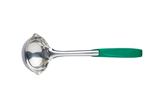 MasterClass Colour-Coded Catering-Quality Stainless Steel Soup Ladle, 35 cm (14) - Green (Vegetarian)