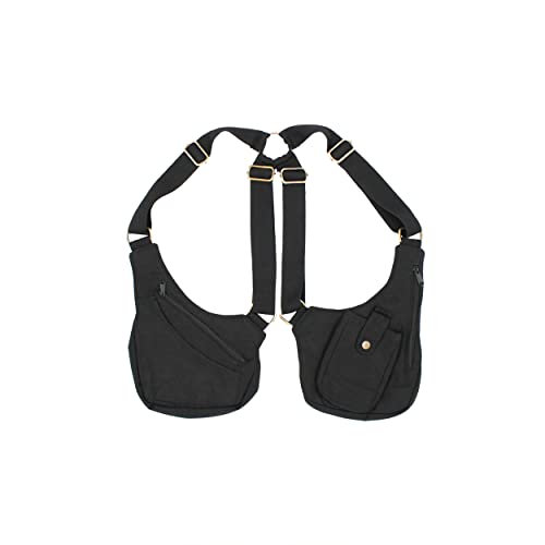 Curved Canvas Festival Vest-Black