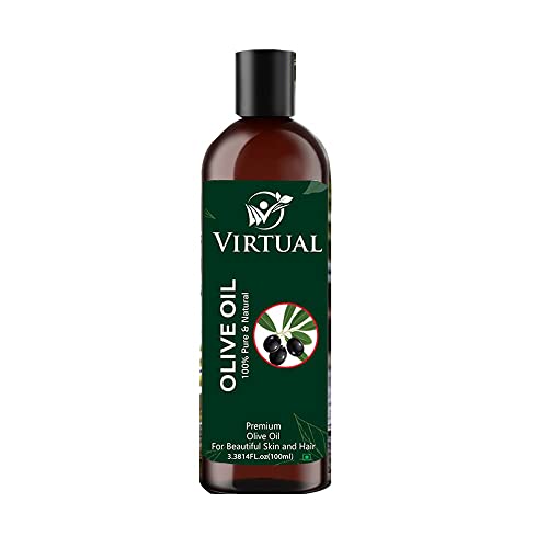 Image of VIRTUAL 100% Pure Natural Olive Oil For Shine & Stronger Hair, Skin Care & Cold Pressed Natural Oil for Multipurpose Use (100ml)
