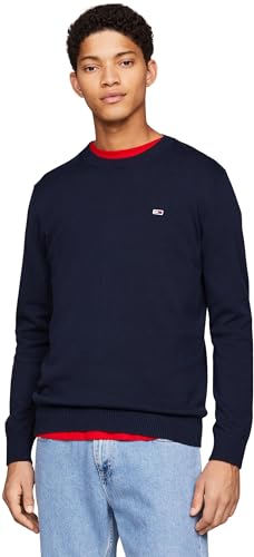 Tommy Jeans Pull Homme Col Ras-du-Cou en coton doux à finitions côtelées durables