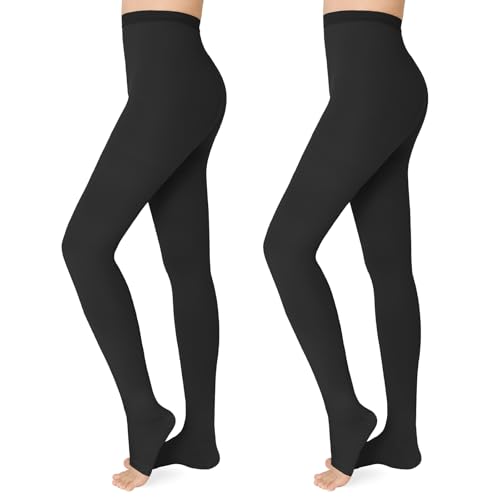 Image of 20 - 30mmHg Compression Pantyhose,1 Pair or 2 Pairs Comfortable Compression Leggings,Open Toe Design,Medical Waist High Compression Stockings for Edema, Varicose Veins, Swelling, Pregnant,Nurses, Athletes(Open Toe)