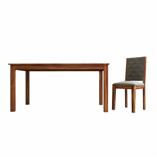 Image of DRIFTINGWOOD Izabel Dining Table 6 Seater | Six Seater Dinning Table with 6 Chairs for Home with Grey Cushions | Rosewood, Honey Finish, Self Assembly(DIY)