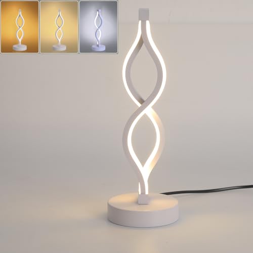 Mengjay LED Lampada da tavolo - 6W LED Acrilico da comodino Lampadario moderno Decor Lighting, Moderna Lampada da Scrivania per Camera da Letto, Ufficio, Regalo, Salotto (Bianco)