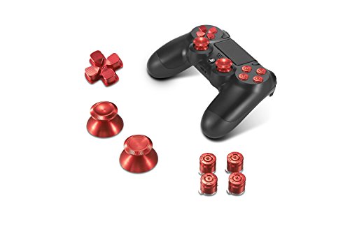 Supremery Playstation 4 DualShock 4 boutons en aluminium Chapeaux joysticks Pièces Accessoires pour PS4 (Red Bullet)