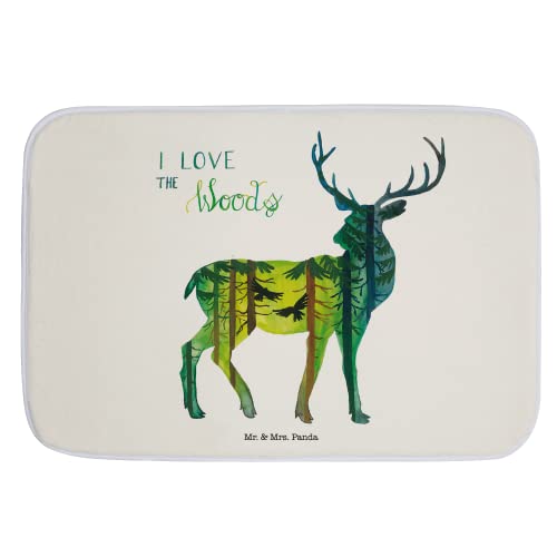 Mr. & Mrs. Panda Badvorleger Hirsch I Love The Woods - Geschenk, Badteppich, Sommer Deko,...