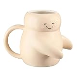 COKELARIA 16 oz Cream Sculpted Hug Earthenware Mug