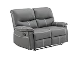 Venta-Unica - Sofá Relax de 2 plazas de Piel sintética Gris Canby