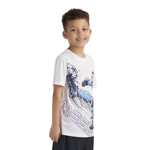 Image of Messi Boys' Lifestyle Short Sleeve Top, Loose-Fit Shirt with Logo, Comfortable, All-Day Wear