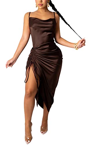 Photo 1 of WUSENST Women Ruched Elegant Bodycon Sexy Backless Long Sleeve Dress Cocktail Party Dresses XL