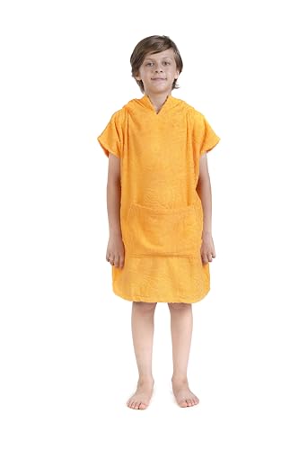 Image of ALLEN & MATE 100% Cotton Kids Hooded Surf Poncho Changing Robe, Quick Absorbent Wearable Swim Towel Boys & Girls, 6-13 Years