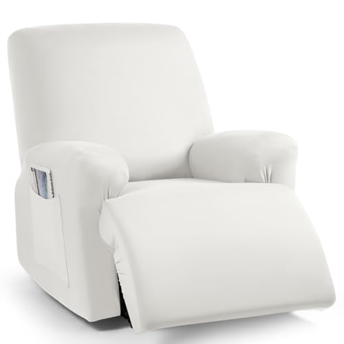 Image of TAOCOCO Stretch Recliner Couch Covers 3-Pieces Style Recliner Chair Covers Recliner Cover for Reclining Chair Slipcovers Feature Fitted Soft Washable (1 Seat, Milk White)