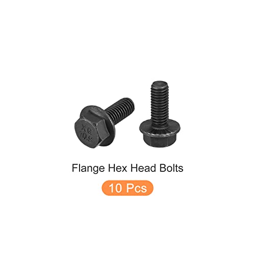 Image of METALLIXITY Flanged Hex Head Bolts (M8x20mm) 10pcs, Hexagon Serrated Flange Bolt Fully Thread Screw - for House Construction Hardware Fasteners
