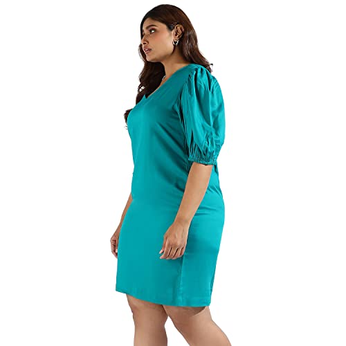 Image of Instafab Plus Women's Multicolour Printed Midi Length Short Sleeve Regular Fit Wrap Dress for Casual Wear | Modern Clothing Dress Crafted with Comfort Fit for Everyday Wear, 3XL