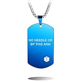 mowom medical collana pendente dog tag personalizzato acciaio inossidabile - con 5 articoli: carta di emergenza, manica, 2 catene, silenziatore(blu, blood thinner)