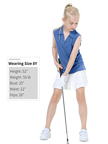 Image of EXARUS Girls Golf Polo Tennis Shirts Sleeveless Kids V-Neck Tank Tops