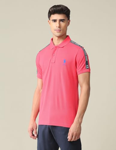 Image of U.S. Polo ASSN. Solid Regular Fit Polo T Shirts for Men - 100% Cotton, Half Sleeves Mens Tshirt