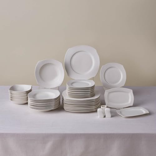 Karaca Square Bone Fancy 53-teiliges Geschirrset für 12 Personen,...