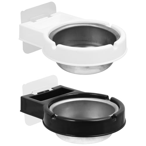 Operitacx Ceniceros de Pared para Baño 2 Piezas, Cenicero de Acero Inoxidable y Abs, Diseño Montado en Pared, Bandejas para Colillas, Accesorios Prácticos para Hogar y Oficina