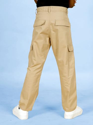 Image of Boys Cotton Full Length Front Cut Sew Cargo Pant with Bottom Tab