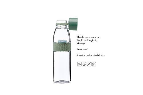 Mepal - Wasserflasche Ellipse - Wiederverwendbare Trinkflasche - Auslaufsichere - Geeignet für kohlensäurehaltige Getränke - BPA-frei - 500 ml - Nordic green